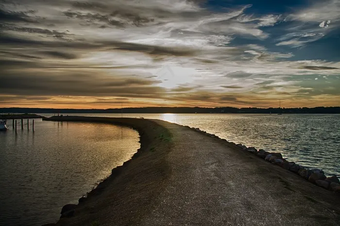 峡湾，水，痣，弗尔德弗伦斯堡，Abendstimmung，海