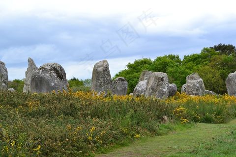 Menhir，Menhirs，石头，卡纳克，布列塔尼，法国