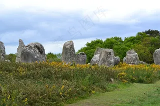 Menhir，Menhirs，石头，卡纳克，布列塔尼，法国