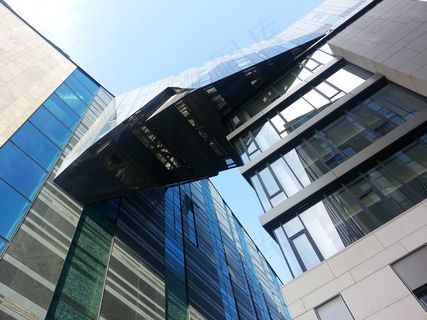 建筑，玻璃，镜像，蓝色，大学，莱比锡