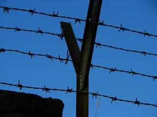 电线，铁丝网，篱笆，抓到，指出，天空，刺