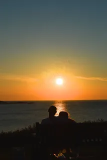 夫妇,日落,红色,圣艾夫斯,康沃尔郡,海,橙色 夫妇,日落,红色,圣艾夫斯,康沃尔郡,海,橙色