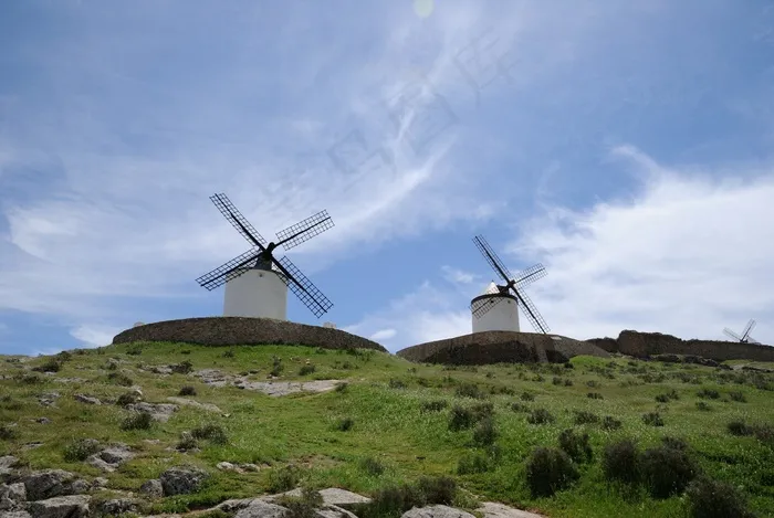 磨，风车，风，天空