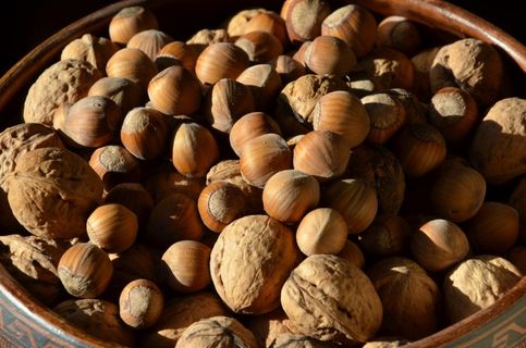 坚果，榛子，核桃，秋景，棕色，美味，食品