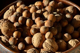 坚果，榛子，核桃，秋景，棕色，美味，食品