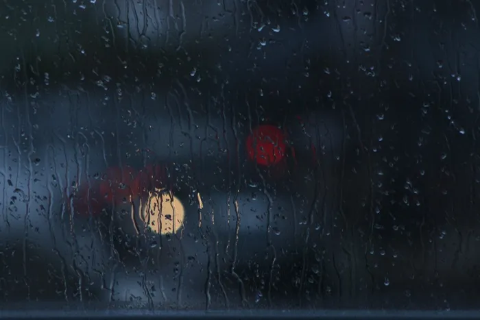 雨，窗户，散景，玻璃，黑暗