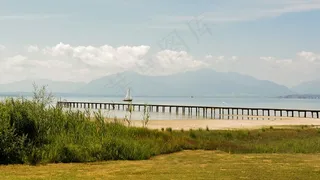 湖，基姆湖，景观，山，水，天空，船