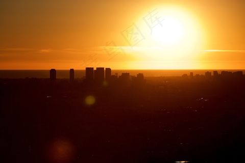 天际线，日落，日出，建筑，城市景观
