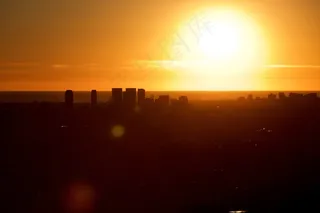 天际线，日落，日出，建筑，城市景观