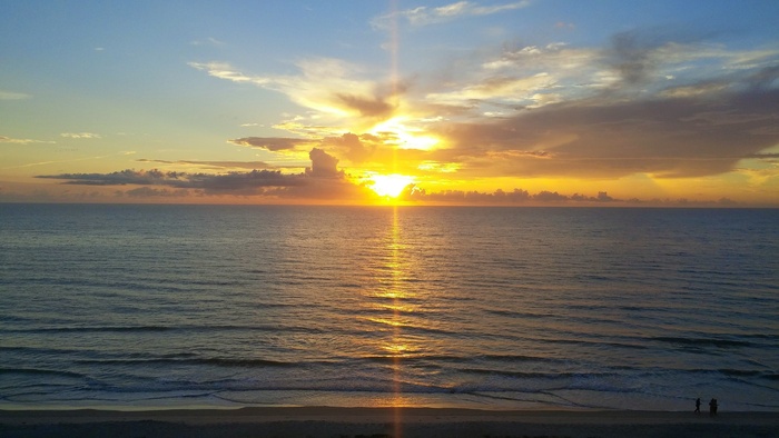 日出，海洋，海滩