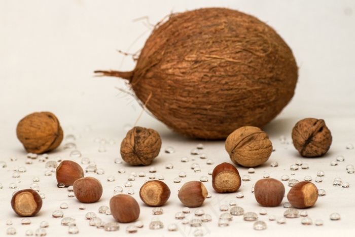 静物，坚果，核桃，榛子，椰子