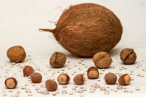 静物，坚果，核桃，榛子，椰子