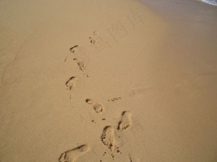 足迹，沙子，海滩，海岸线，脚，夏天，步行