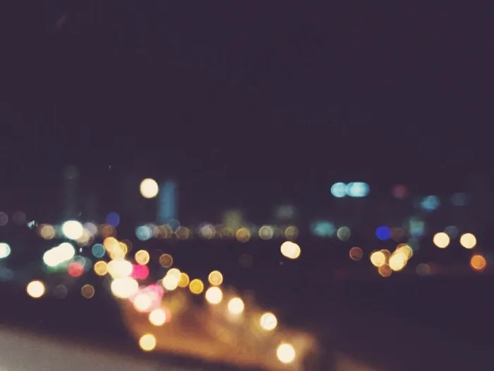 夜，灯，模糊，黑暗，城市