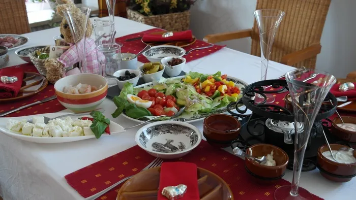 火锅，表，董事会，吃，盖德克特表，节日