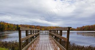 码头，池塘，水，湖，秋，秋天