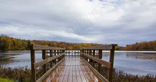 码头，池塘，水，湖，秋，秋天