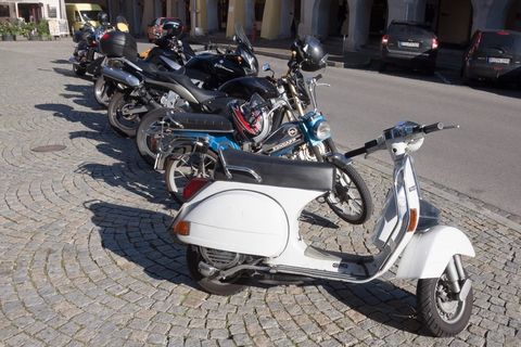 小型摩托车，Vespa，崇拜，摩托车，公园，系列