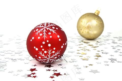 葫芦,苹果,水晶球,车厘子,在白色背景上的装饰圣诞球