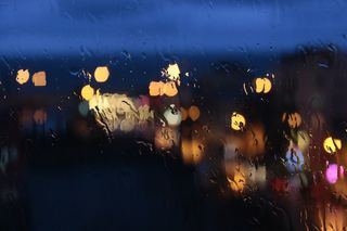 散景，雨，玻璃，夜，黑暗