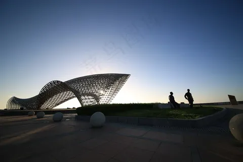 建筑，网格，金属，海滩，海景公园