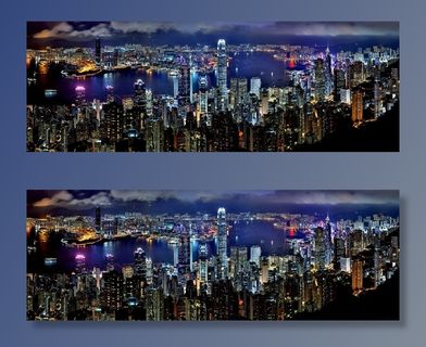 香港，天际线，夜，亚洲建筑