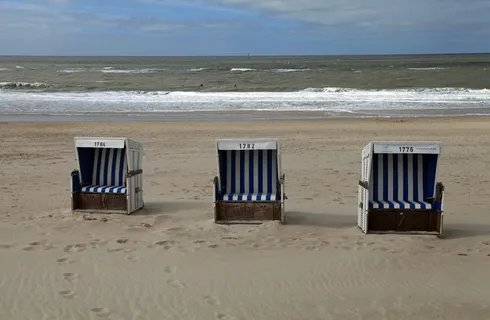 沙滩椅，海，俱乐部，沙，北海，叙尔特