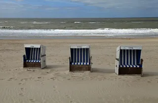 沙滩椅，海，俱乐部，沙，北海，叙尔特