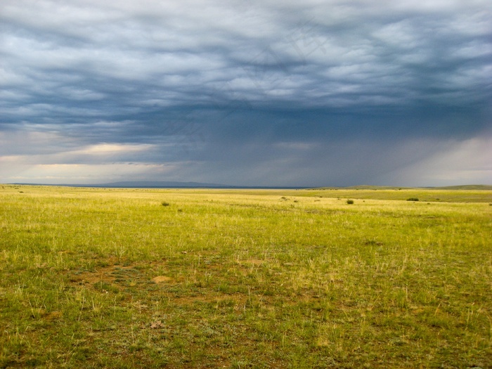 蒙古，草原，雨，云