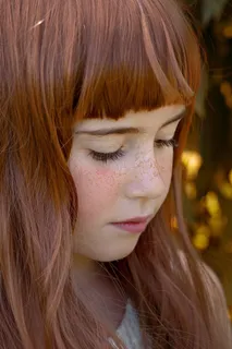 人，人的，女孩，女性，面对，雀斑，长长的头发