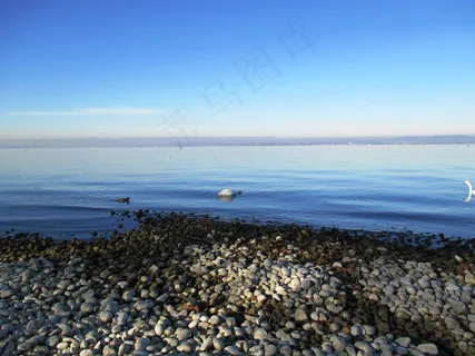 博登湖，石头，银行，湖，海滩，黄昏