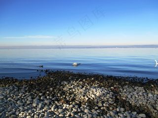 博登湖，石头，银行，湖，海滩，黄昏