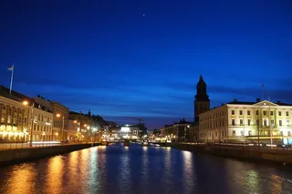 夜，城市，水，镜像，反射，河