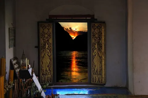 寺，老挝，亚洲，扫管,,旅行，佛教，佛教