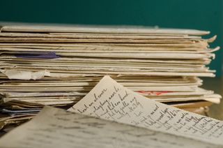 堆叠字母，字母，手写，家庭信件