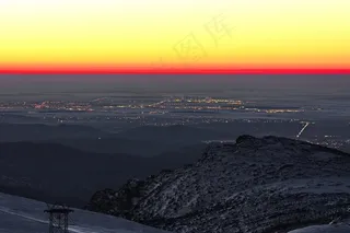 城市，夜，山，海拔高度，夜城，城市