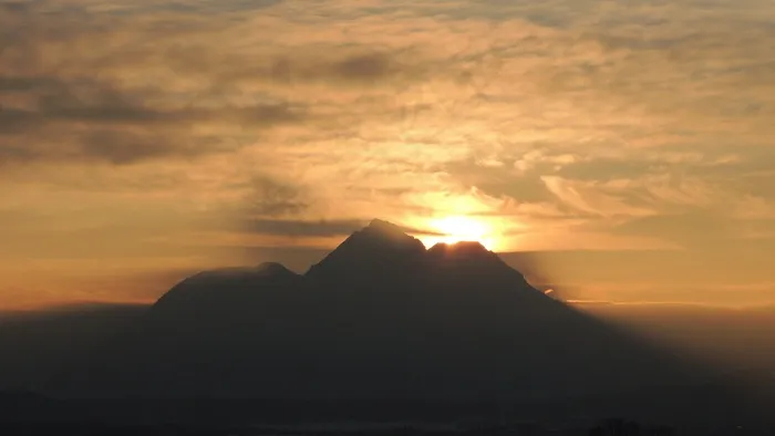 日落，山，天空