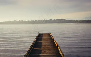 码头，湖，水，码头，性质，木，木，宁静