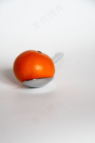 勺子，餐具，金属，餐具，关闭，橙色，水果