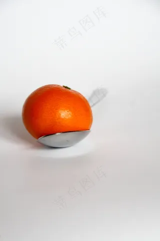 勺子，餐具，金属，餐具，关闭，橙色，水果