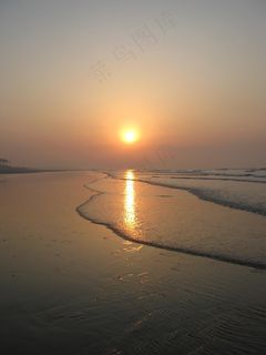 海岸线，日落，阳光，假期，夏天，假期