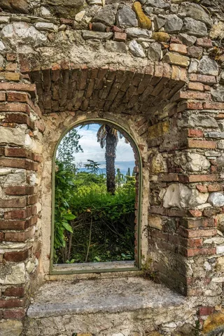 窗口，视图，锡尔苗内，意大利，窗口视图，设计