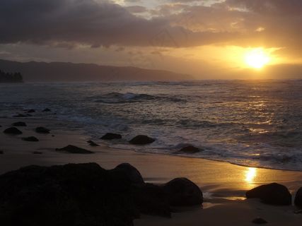 日落，云，天空，傍晚的天空，太阳，黄昏，瓦胡岛