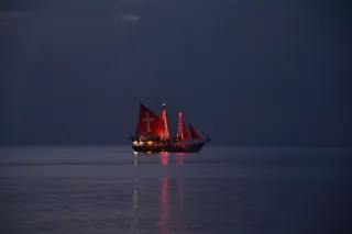 夜海，船，海盗，夏天，假期，日落