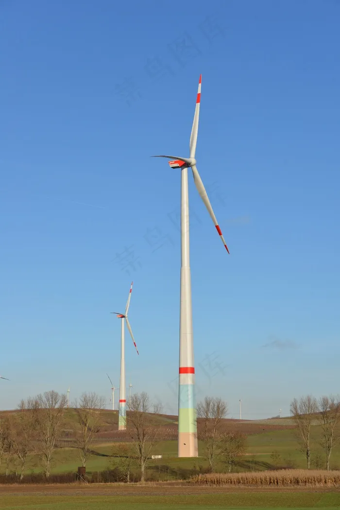 Windräder，能源，生态能源，风力发电，天空，蓝色