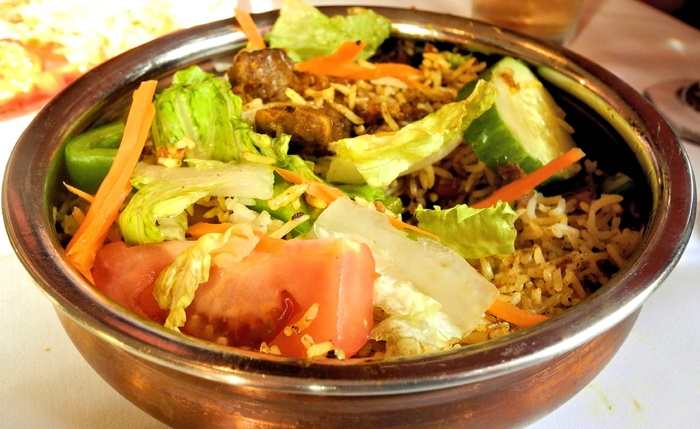 印度食品，大米，羊肉，蔬菜，咖喱，香料