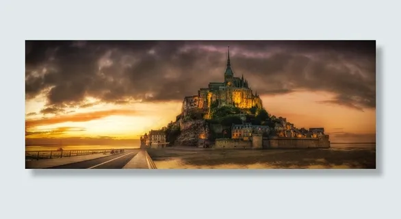 宫殿,建筑,油画,天空,街道,圣迈克尔山上空的日落