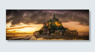 宫殿,建筑,油画,天空,街道,圣迈克尔山上空的日落