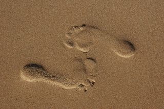 脚印，沙滩，沙滩，脚