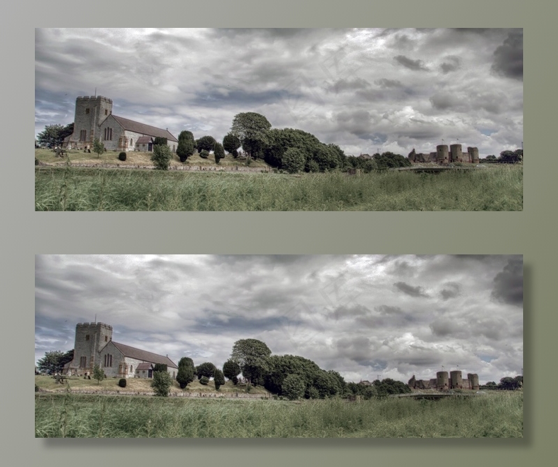 景观，云团，城堡，草，老，教堂，文化遗产